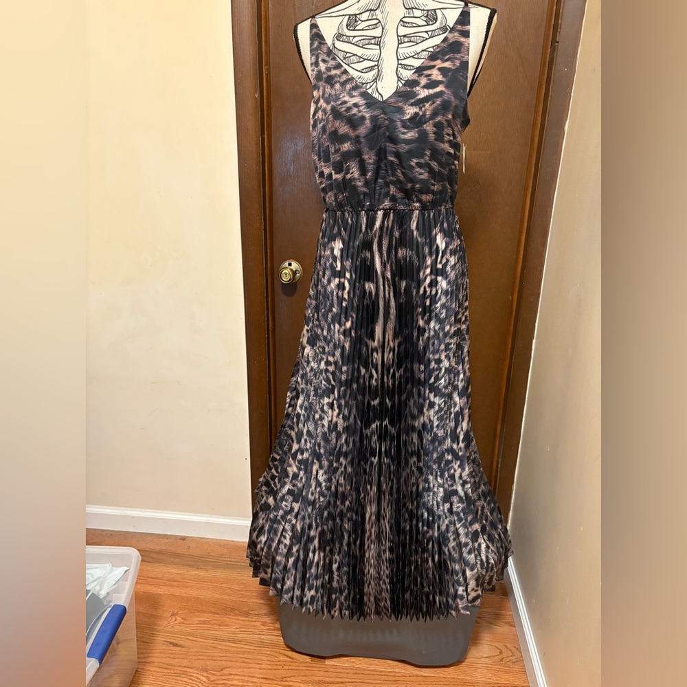 All Saints Leopard Print V-Neck Maxi Sundress NWT